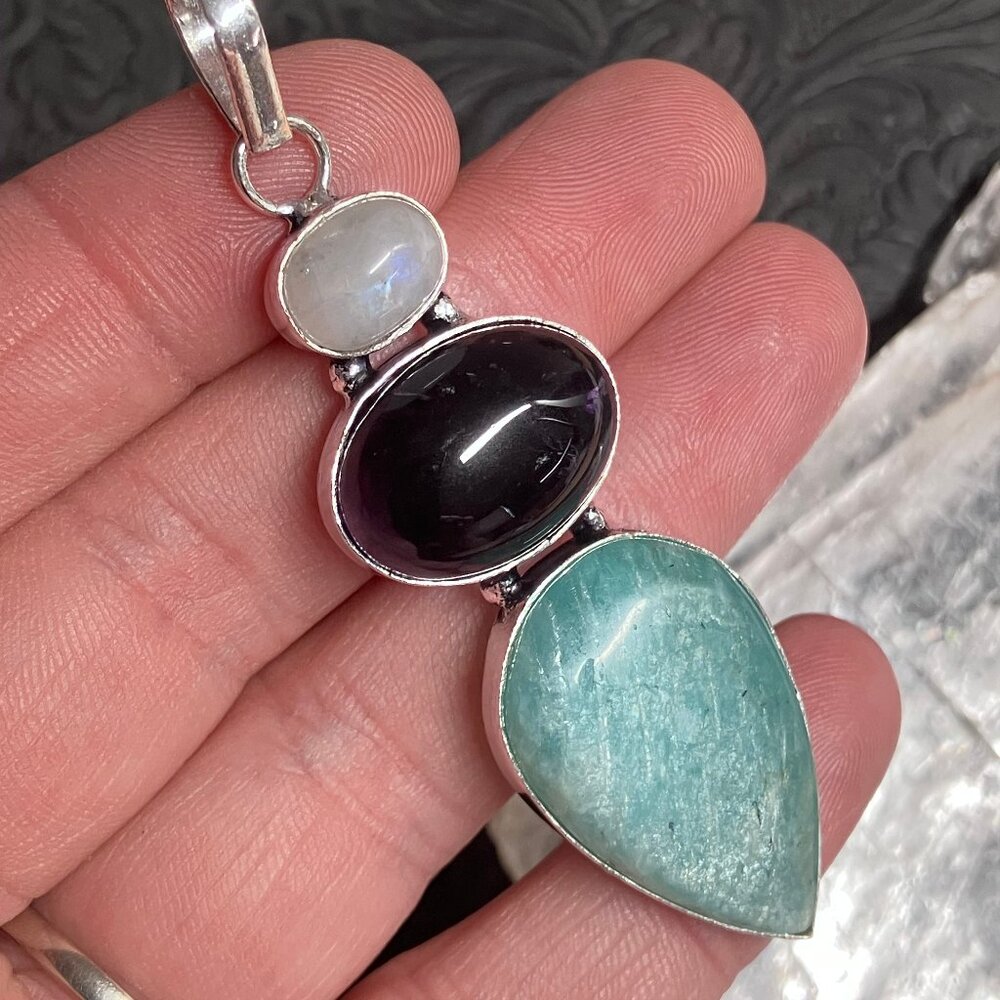 Rainbow Moonstone Amethyst Amazonite Crystal Gems… - image 1